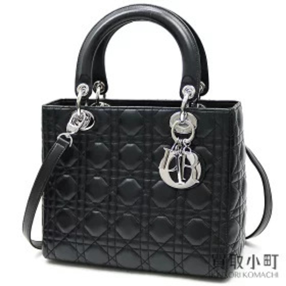 Dior Lady Handbag Cannage Stitch Black Lambskin Charm Shoulder Bag LADYDIOR